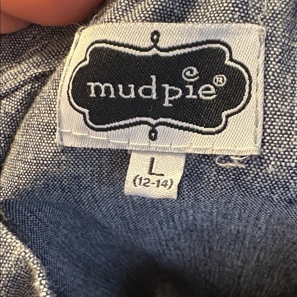 Mud Pie Blue Chambray Sleeveless Ruffle Collar Tunic Top size L (12-14) - Picture 5 of 15